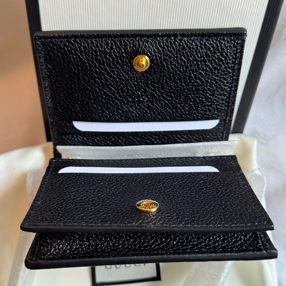 GUCCI Zumi Horsebit Grainy Black Leather Wristlet Card Case Wallet Made in Italy - Picture 16 of 16